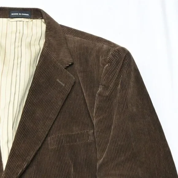 Statements 48R Brown Wide‎ Wale Corduroy Mens Blazer Suit Jacket Sport Coat